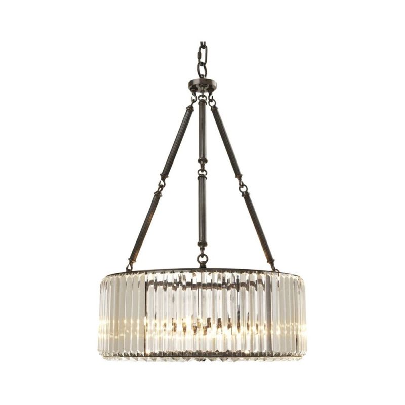 Eichholtz single, gunmetal finished clear glass chandelier