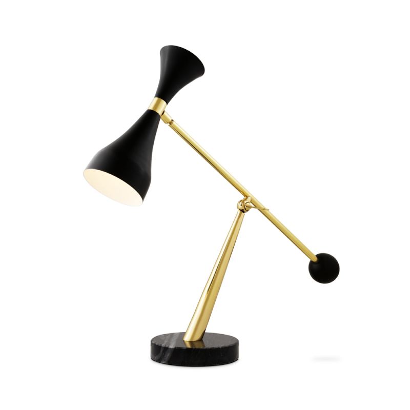 A stunning matte black and polished brass desk table lamp