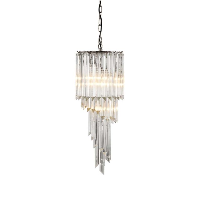 Nickel finished and tapered glass chandelier