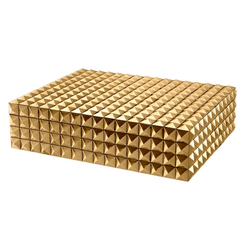 Luxury large gold pyramid studded box 