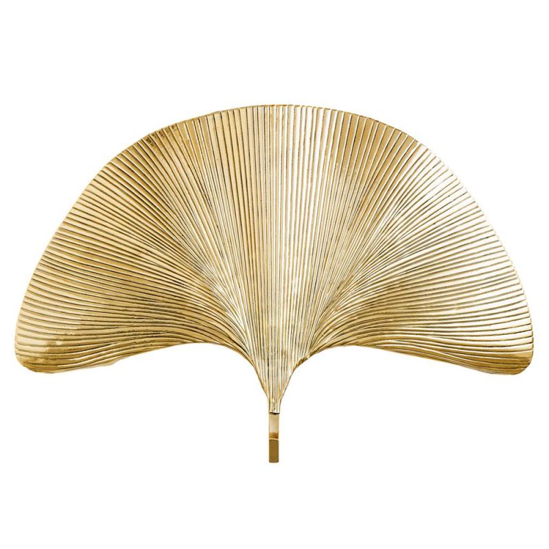 Palm leaf shaped wall lamp in gold