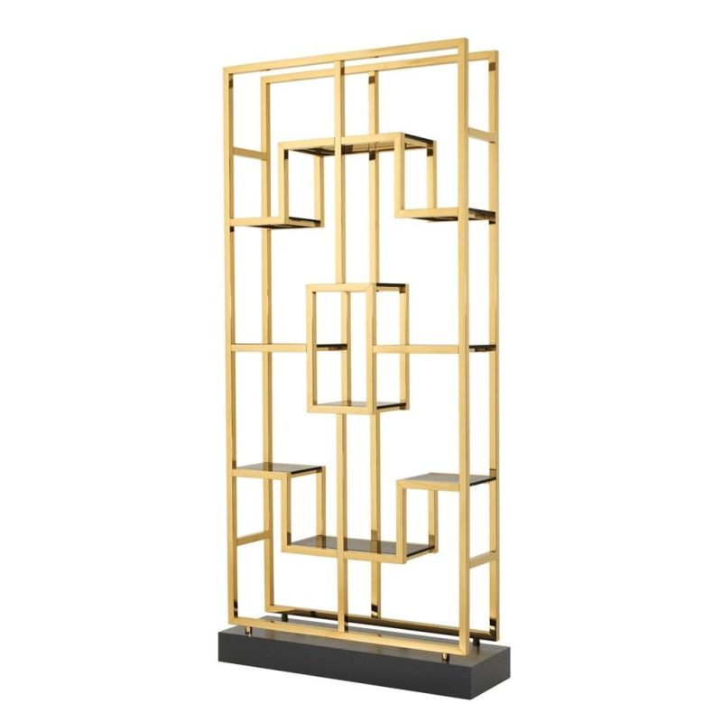 Sleek gold and glass statement cabinet