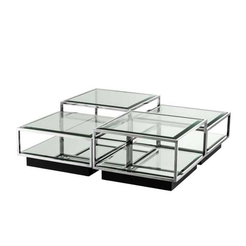 Modern set of 4 cubic style silver coffee tables