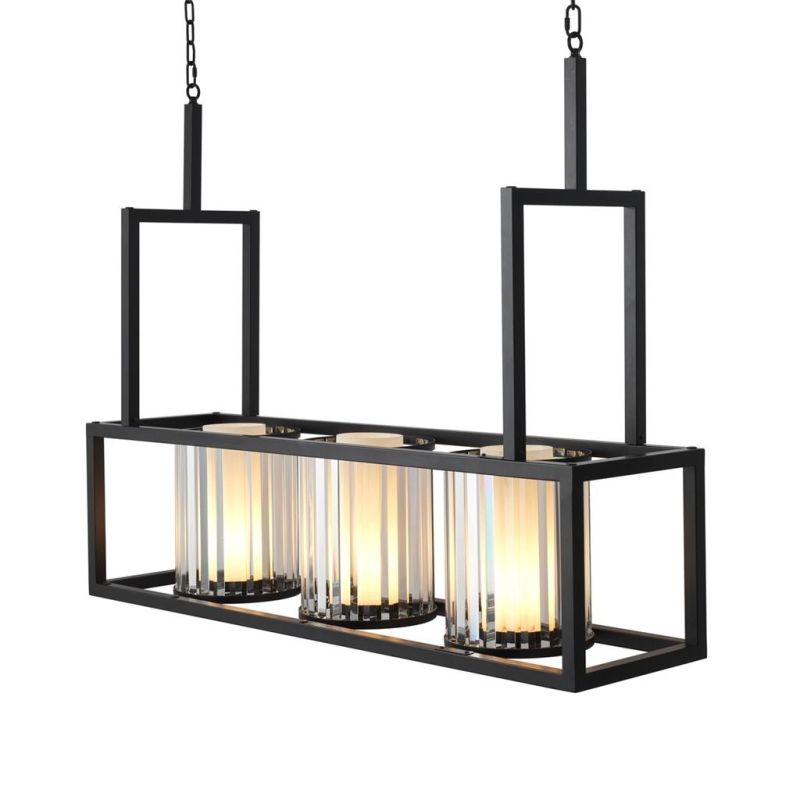 Industrial style chandelier with 3 glass lanterns