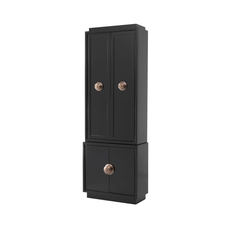 birch wood tall storage cabinet with black finish 