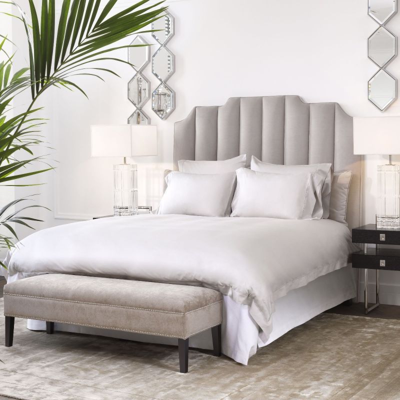 Chic pebble grey velvet headboard by  Eichholtz