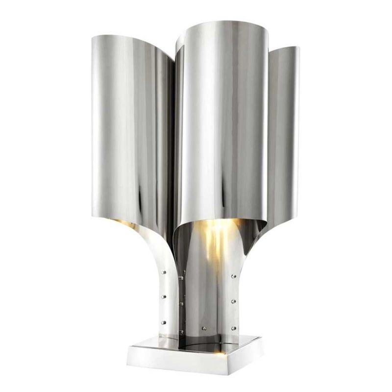 Art deco inspired polished nickel table lamp