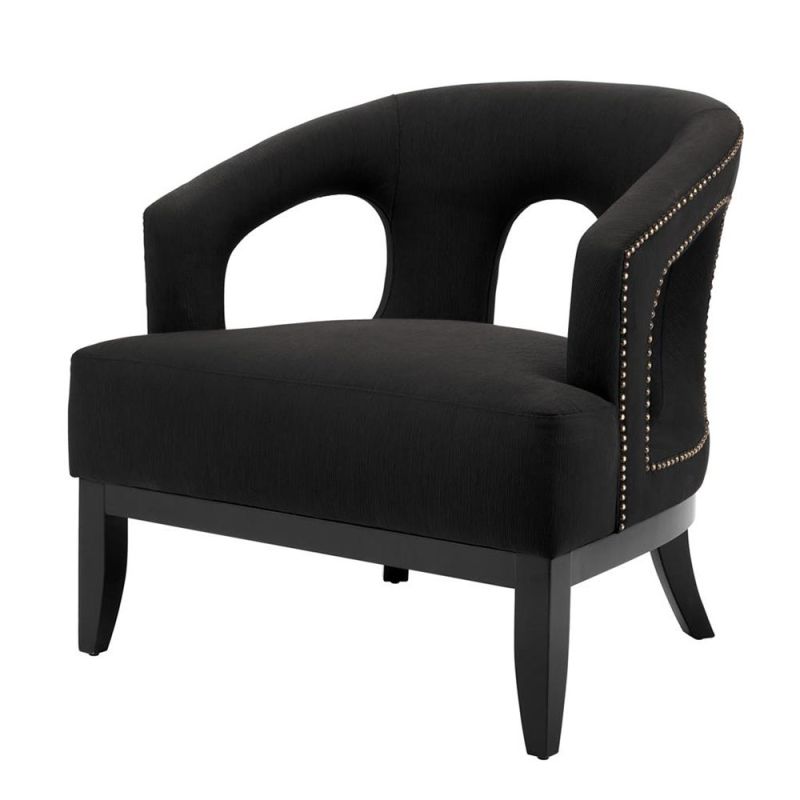 Designer luxury black occasional chair with studding