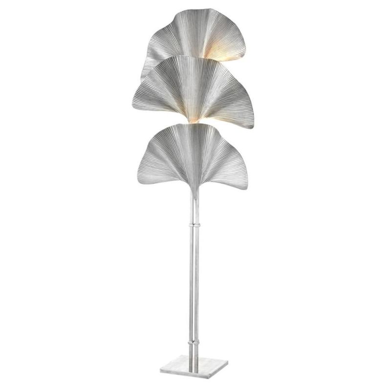 Glamorous silver palm leaf floor lamp