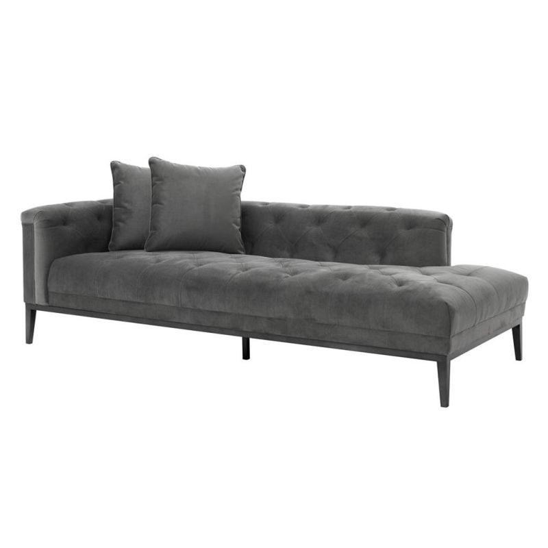 Luxury traditional design grey sofa with deep buttoning