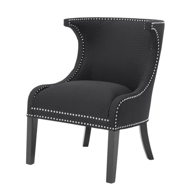 Luxury textured black chair with silver studding