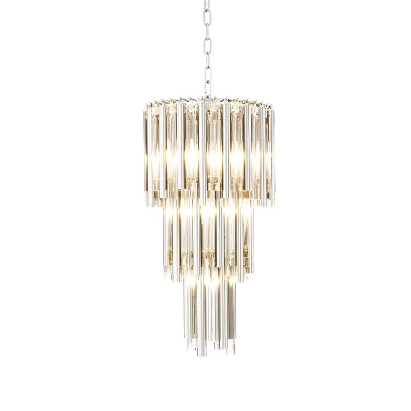 Glamorous nickel droplet 4 tier chandelier
