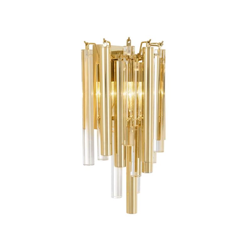 Gold and glass droplet wall lamp