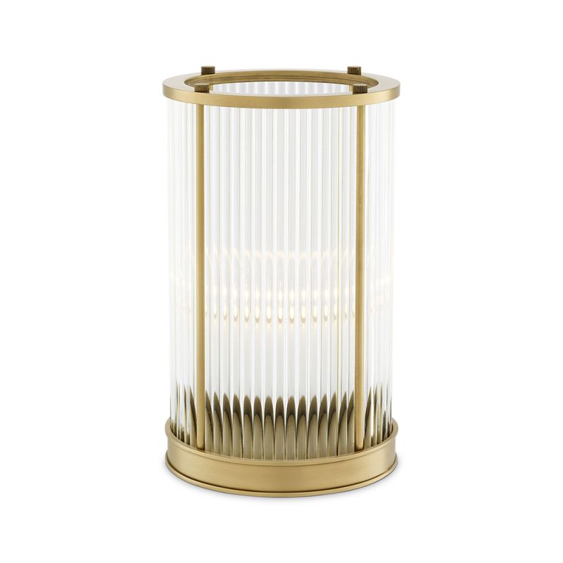 A luxurious hurricane by Eichholtz inspired by Art-Deco and classic designs with a contemporary twist and an antique brass finish 