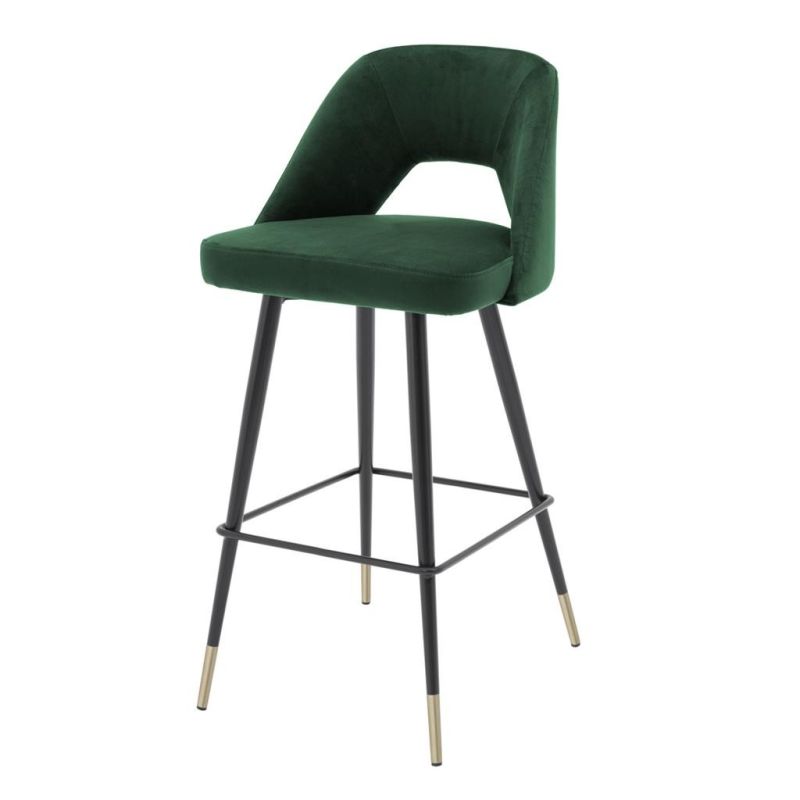 Luxury contemporary green velvet bar stool