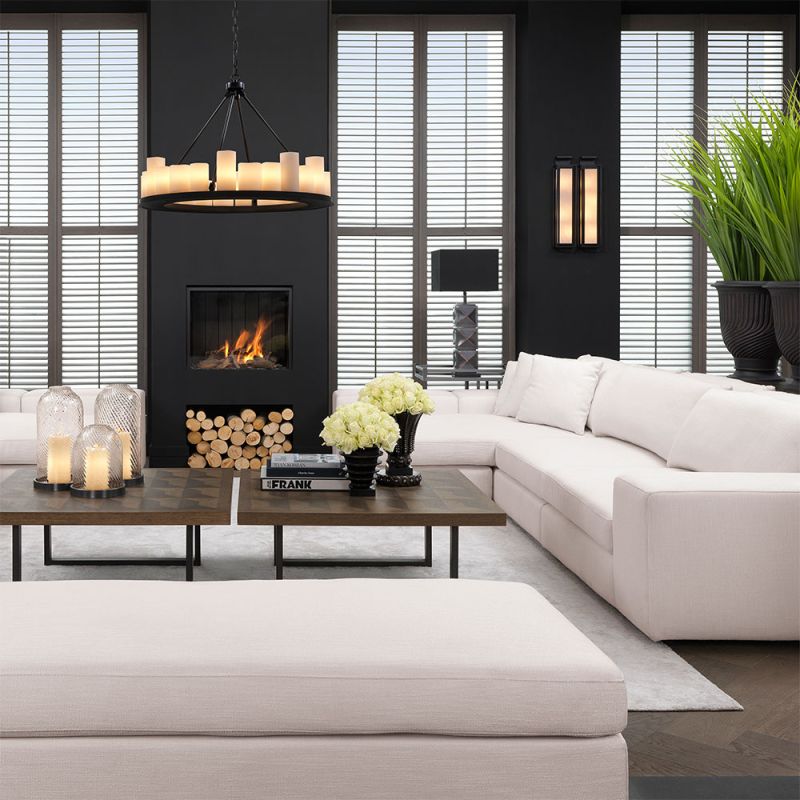 Luxury white lounge sofa with black base