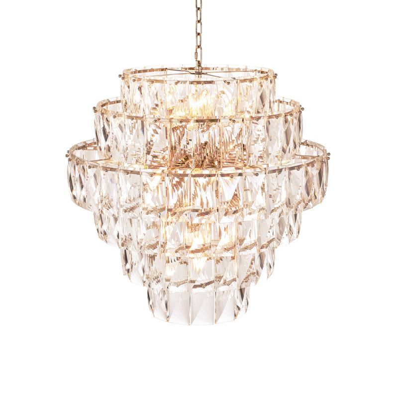 A breathtakingly glamorous chandelier by Eichholtz featuring a sparking crystal glass design that will enrich your interior with everlasting luxury 