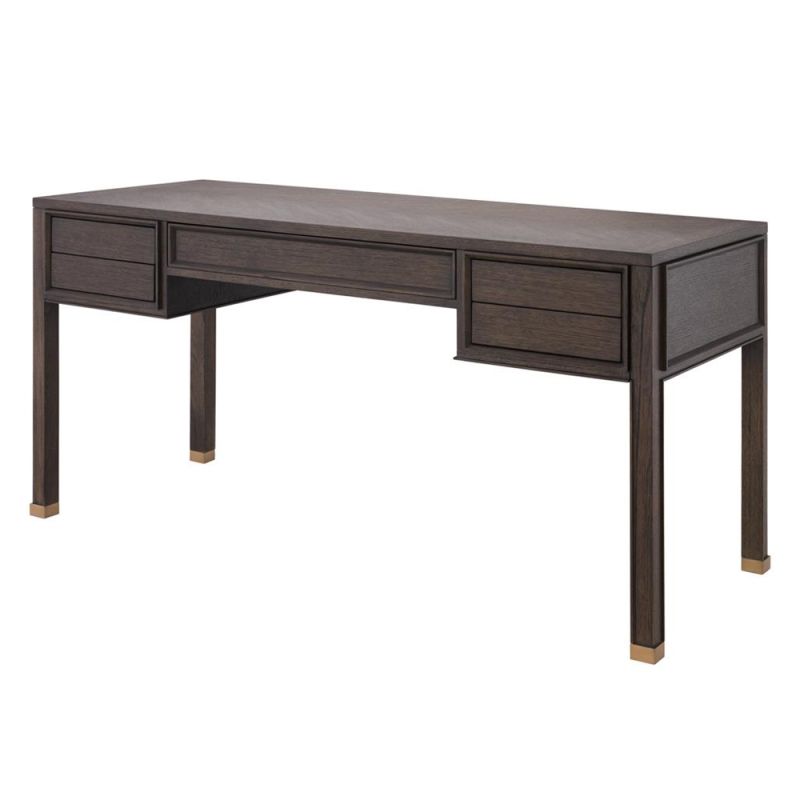 Dark brown oak veneer desk