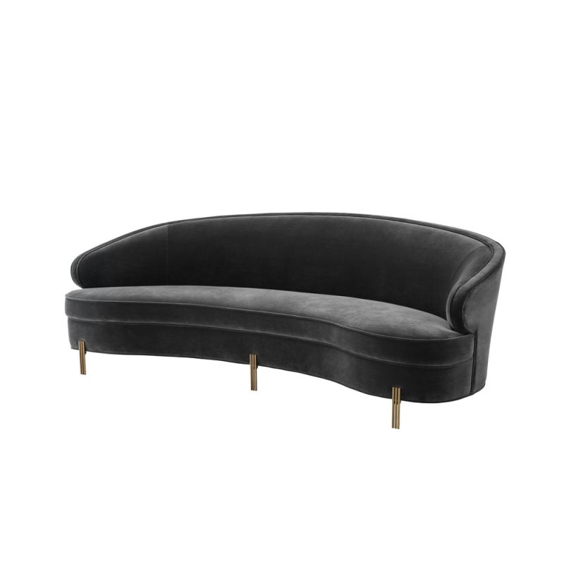 dark grey retro-contemporary curved velvet sofa