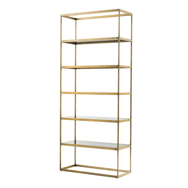 brushed brass unit with smoked glass shelves 