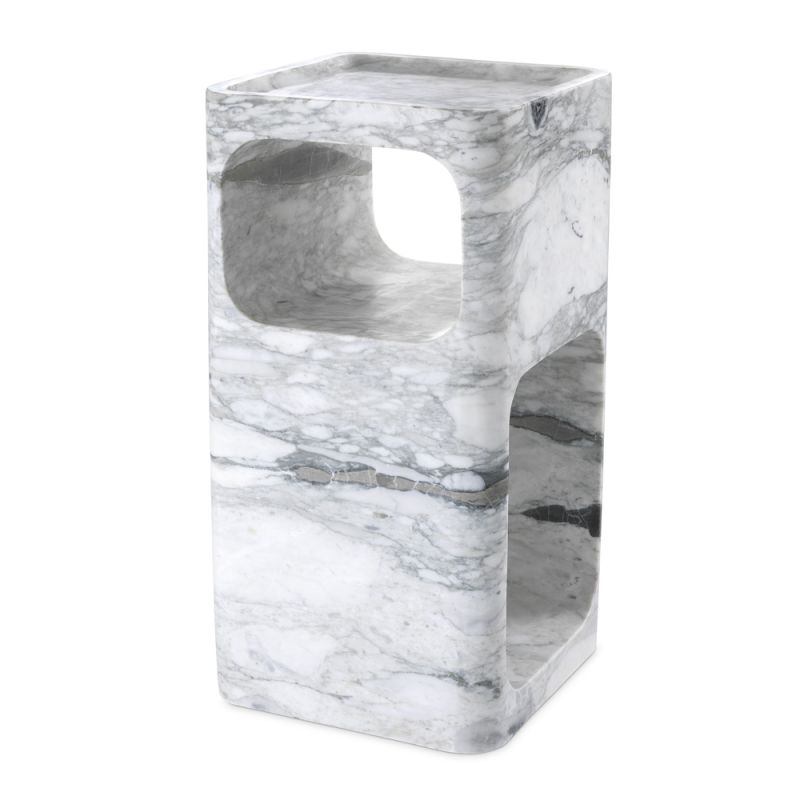 Eichholtz contemporary luxe white honed marble side table