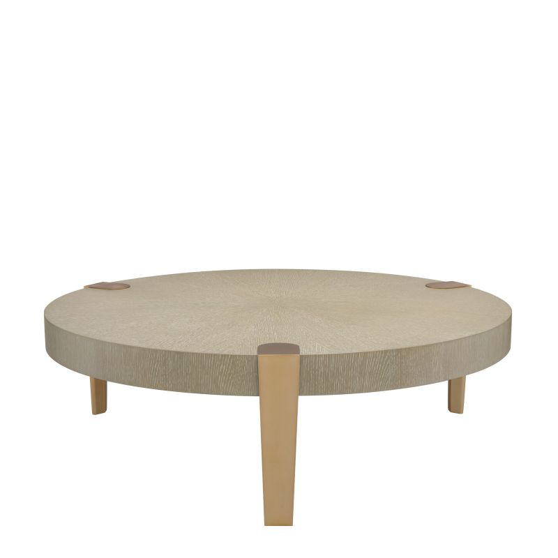 oak veneer and brushed brass coffee table 