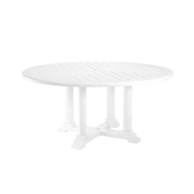 large round outdoor dining table in white finish