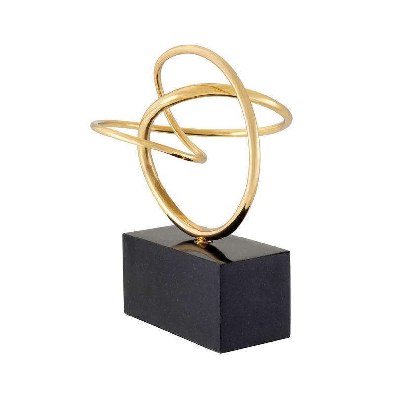 Brass decorative sculpture on black marble base