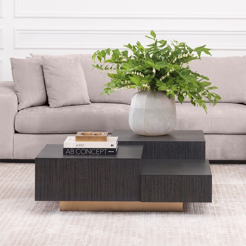 Charcoal grey oak, square three-dimensional coffee table