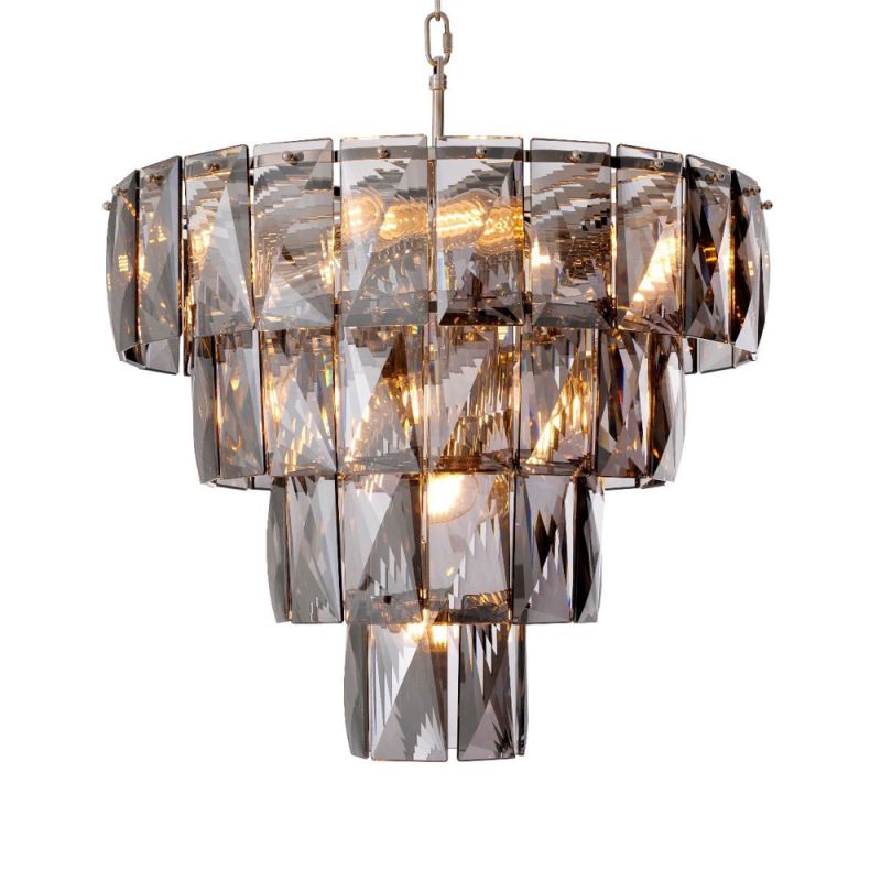 luxurious nickel finish tiered chandelier