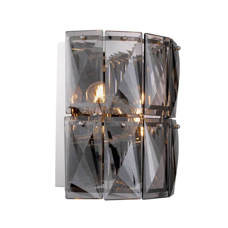 luxurious smoke glass and nickel finish wall lamp