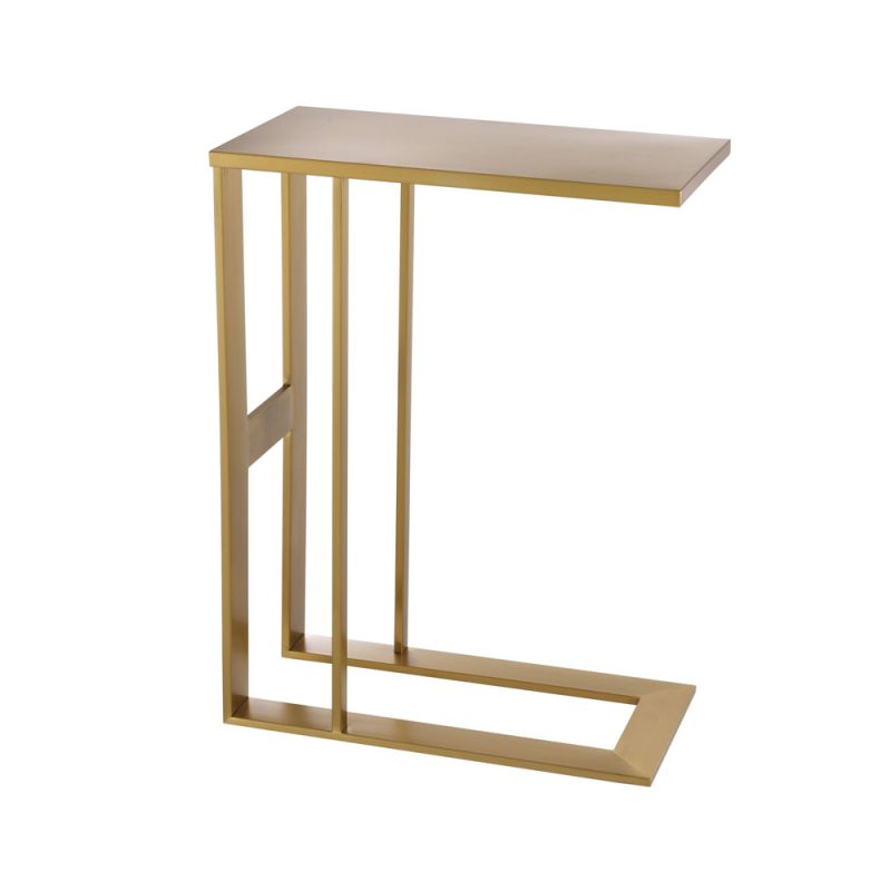 Contemporary style brushed brass finish side table 