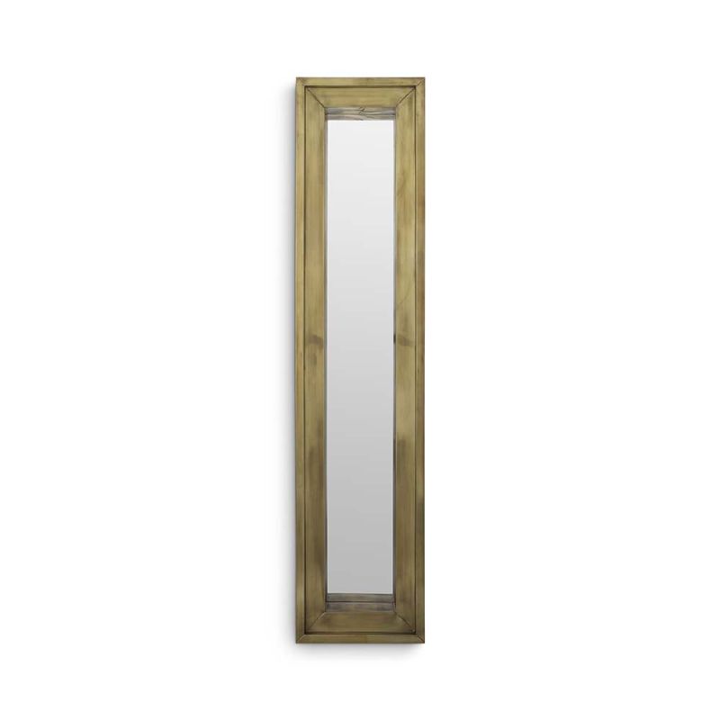 A small rectangular mirror in a vintage brass finish.
