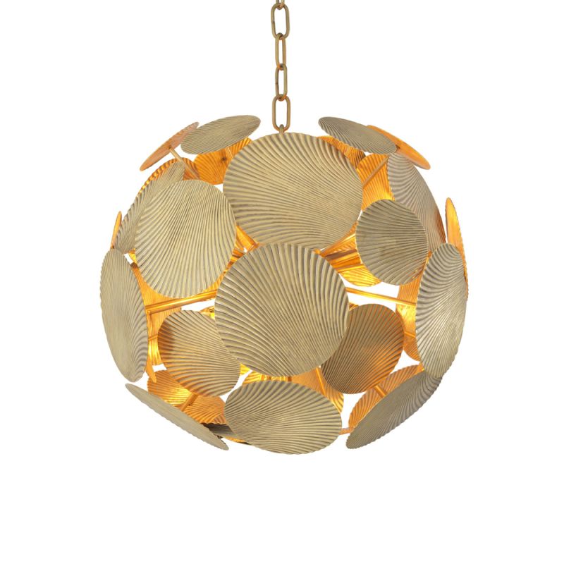 A contemporary, abstract vintage brass chandelier by Eichholtz 