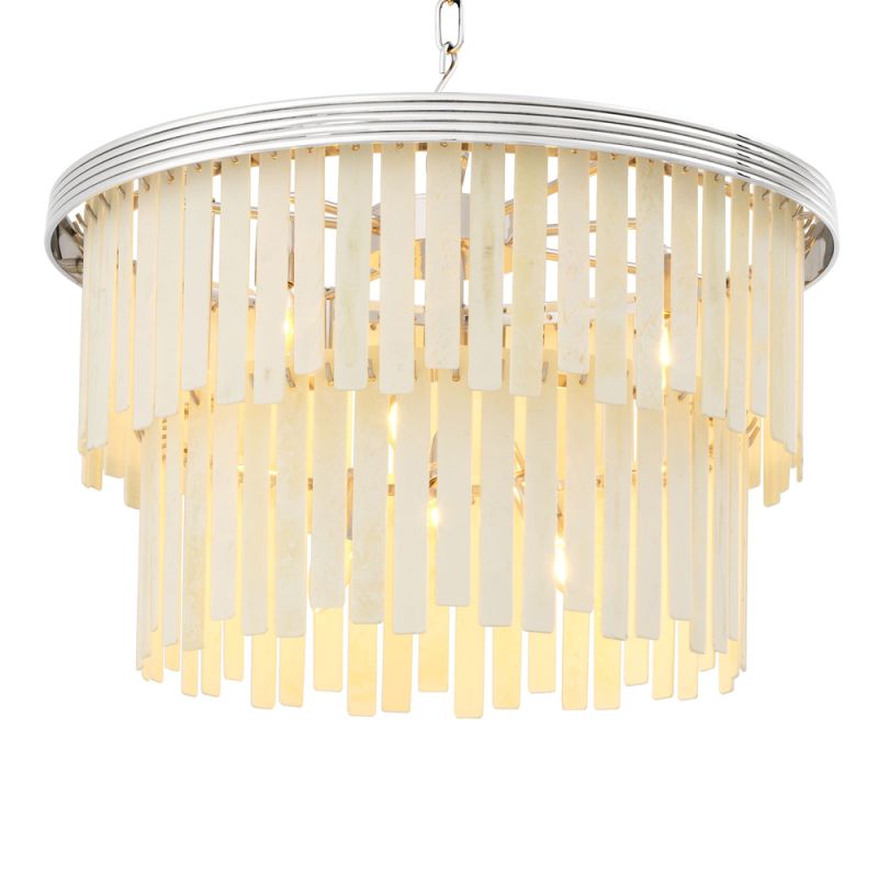 Glamorous faux bone 3 tier chandelier with nickel accents 