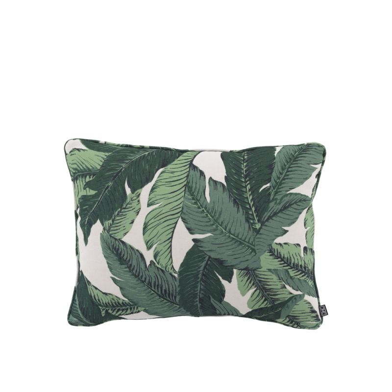 Exotic, green, leaf print square cushion