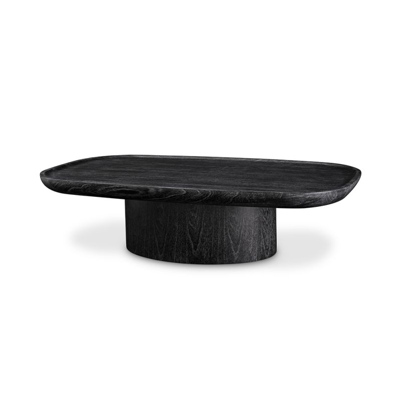 Rich, black wood coffee table with stylish rounded edges