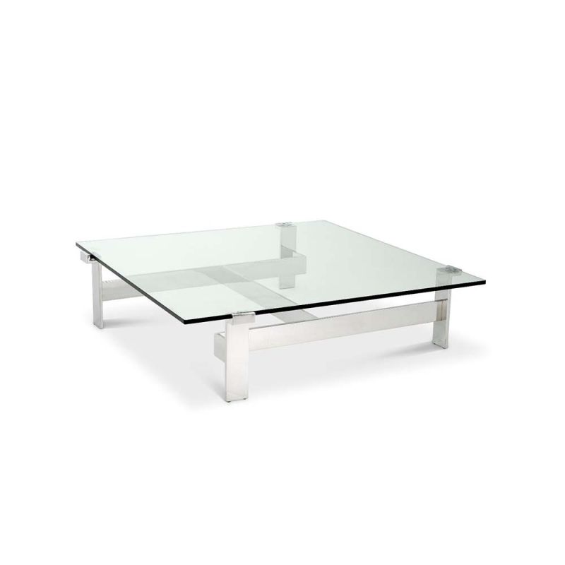 glass and steel coffee table