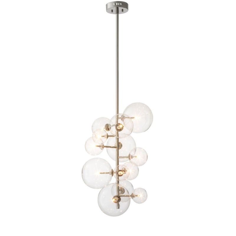 Nickel finish glass globe pendant light by Eichholtz