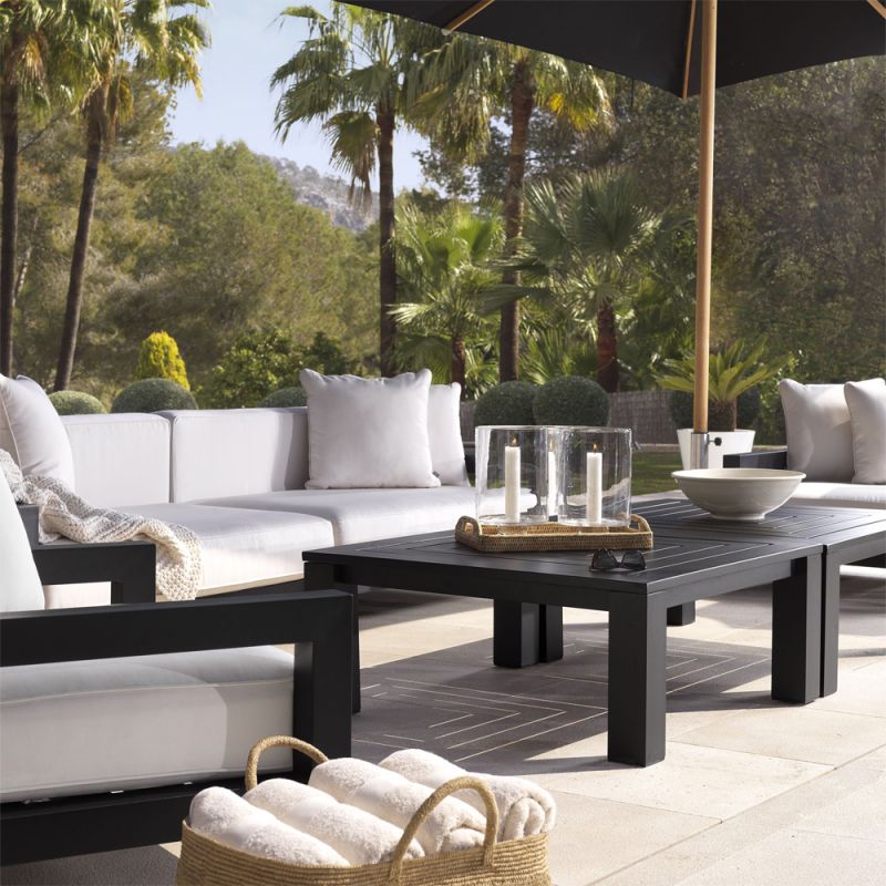 A chic contemporary black aluminium garden table