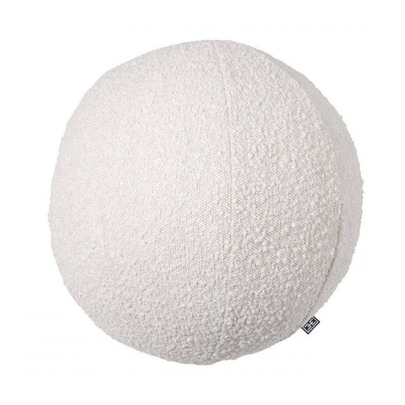 A luxurious large round boucle cushion 