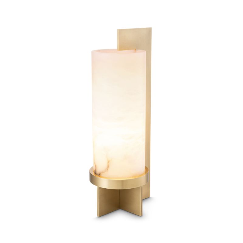 A luxurious alabaster and brushed brass table lamp