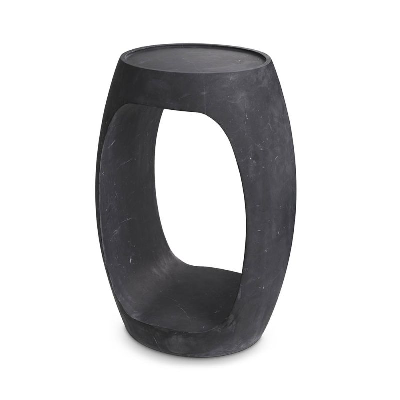 Mid-century modern style side table crafted from solid black marble