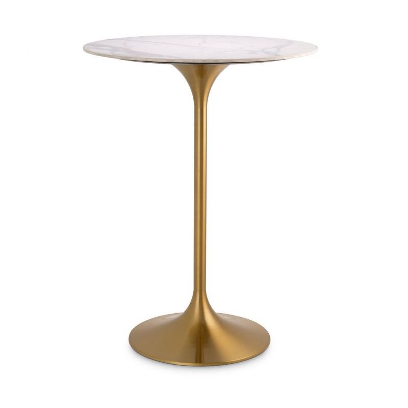 Circular marble top table with brushed brass base