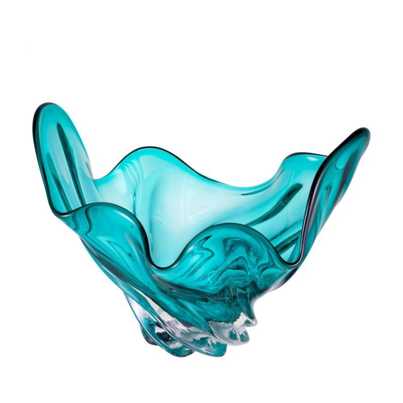 Sculptural blue glass bowl