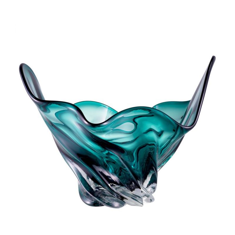 Sculptural green glass bowl