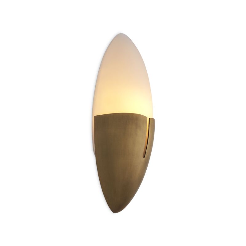 An Art Deco style wall lamp by Eichholtz with an oval shape and antique brass finish 