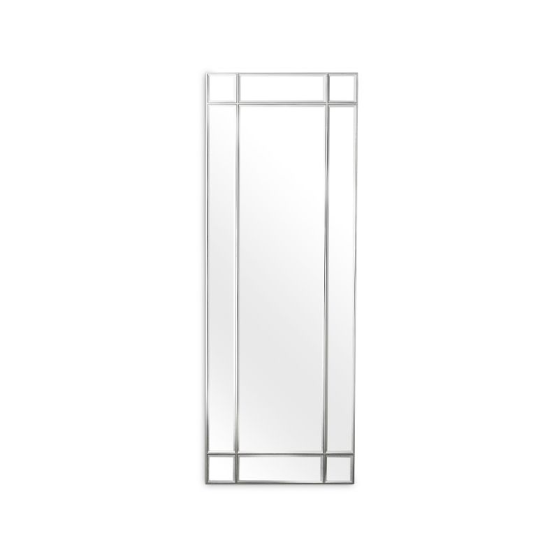 A mesmerising mirror with a window-shaped design and nickel finish