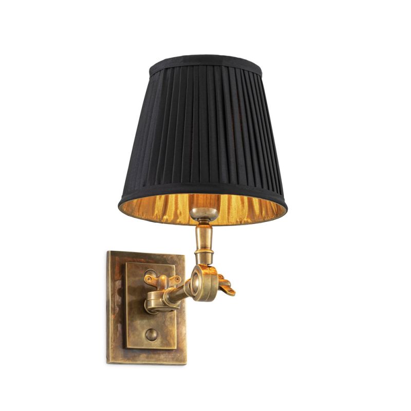 Opulent black and gold wall light with vintage effect