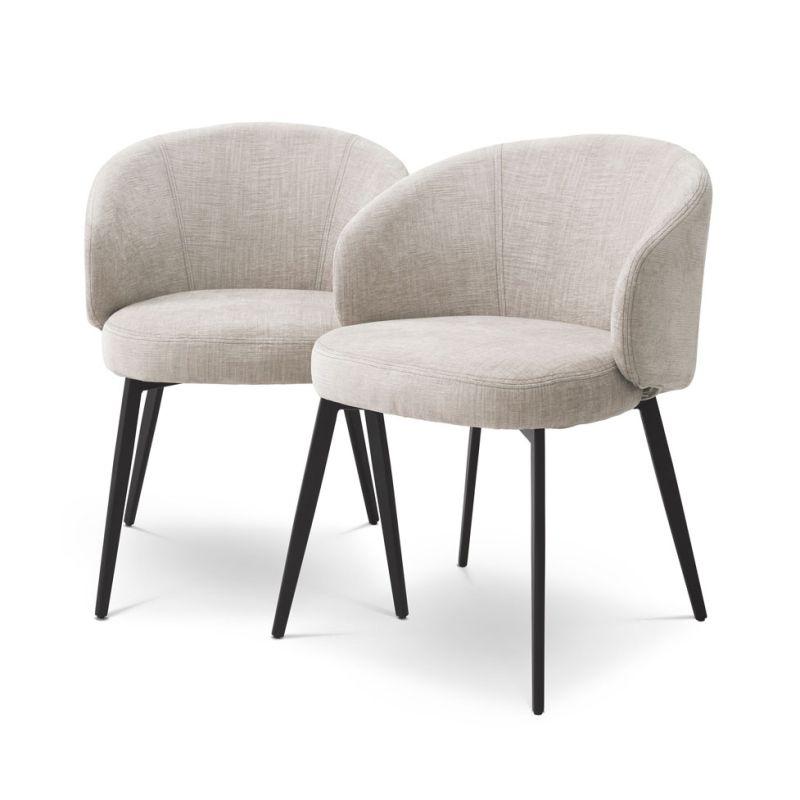 Stylish dining chairs upholstered in sisley beige